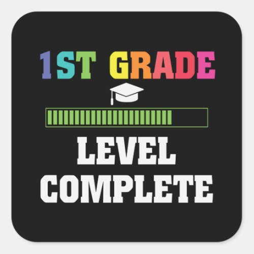 1st Grade Level Complete Kids Graduation Square Sticker