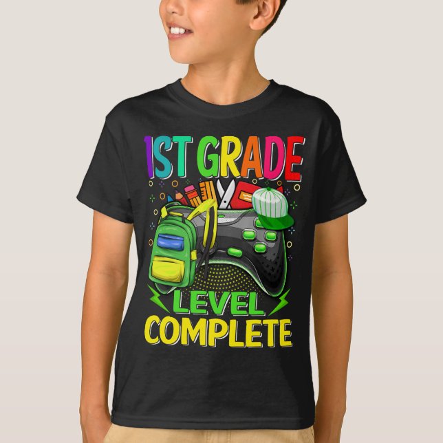 1st Grade Level Complete Video Game T-Shirt (Front)