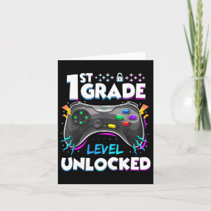 1st Grade Level Unlocked Back To School First Day Card