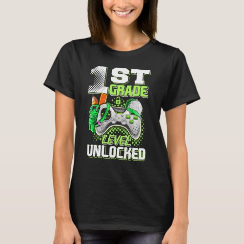 1st Grade Level Unlocked  Back To School Video Gam T_Shirt