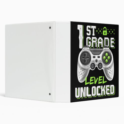 1st Grade Level Unlocked Gamer First Day Of School 3 Ring Binder