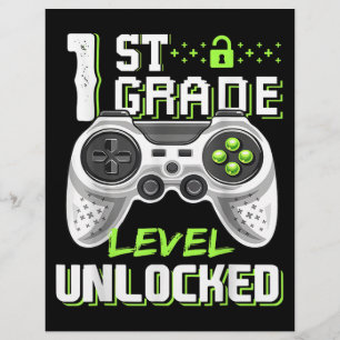 1st Grade Level Unlocked Gamer First Day Of School Flyer