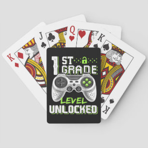 1st Grade Level Unlocked Gamer First Day Of School Poker Cards