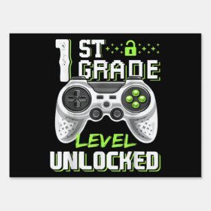 1st Grade Level Unlocked Gamer First Day Of School Sign