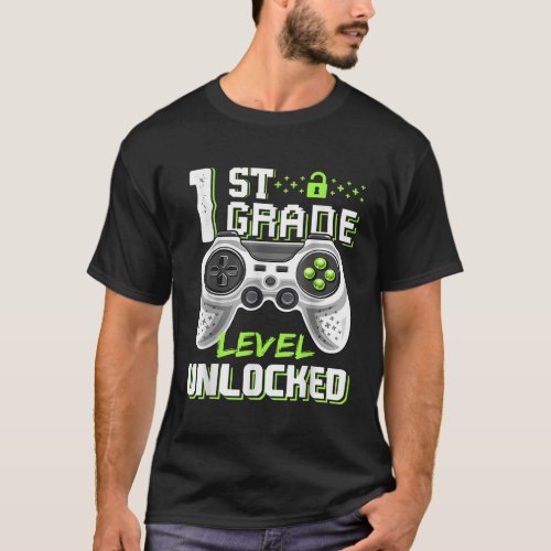 1st Grade Level Unlocked Gamer First Day Of School T_Shirt