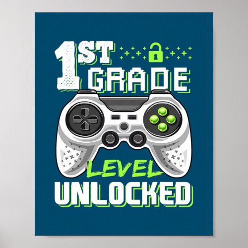 1st Grade Level Unlocked Video Game Back to Poster