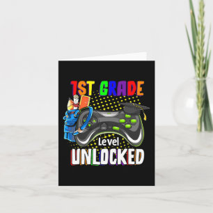 1st Grade Level Unlocked Video Game Back To School Card