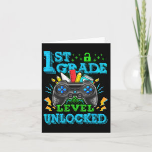 1st Grade Level Unlocked Video Game Back To School Card