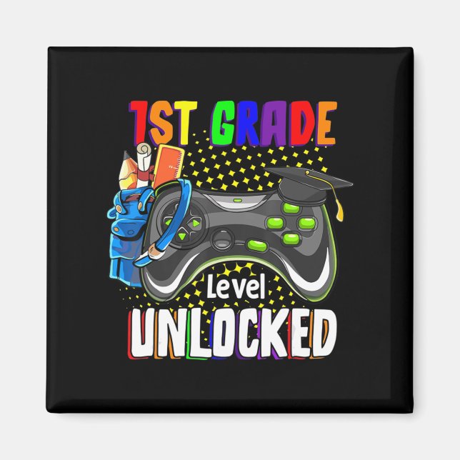 1st Grade Level Unlocked Video Game Back To School Magnet (Front)