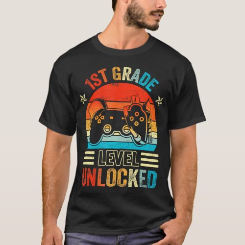1st Grade Level Unlocked Video Game Back to School T_Shirt