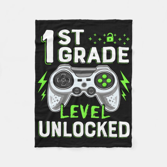 1st Grade Level Unlocked Video Game Ck To School B Fleece Blanket (Front)