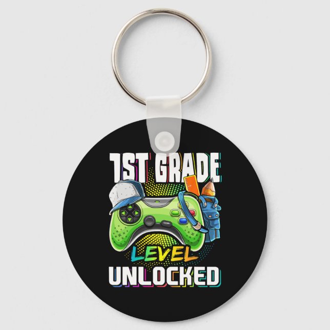 1st Grade Level Unlocked Video Game Ck To School B Keychain (Front)