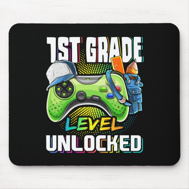1st Grade Level Unlocked Video Game Ck To School B Mouse Pad (Front)