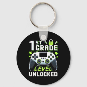 1st Grade Level Unlocked Video Gamer Ck To School  Keychain