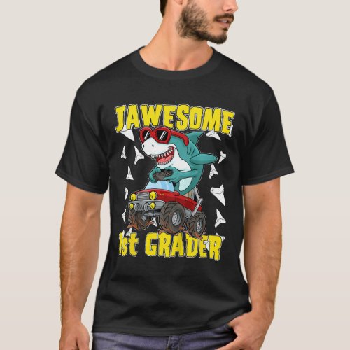 1st Grade Monster Truck Dinosaur Megalodon Shark G T_Shirt