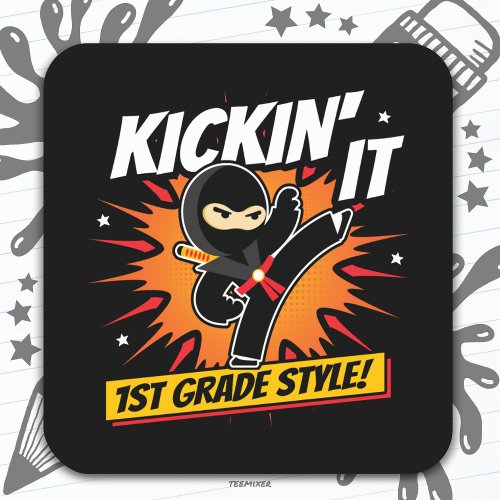 1st Grade Ninja Kick First Day Back To School Square Sticker