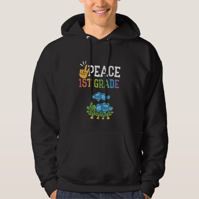 1st Grade Outfit Boys Kids Fish - First Day of Fir Hoodie (Front)
