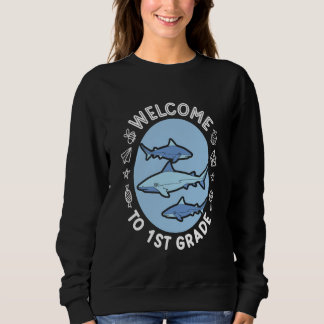 1st Grade Outfit Boys Kids Shark - First Day of Fi Sweatshirt