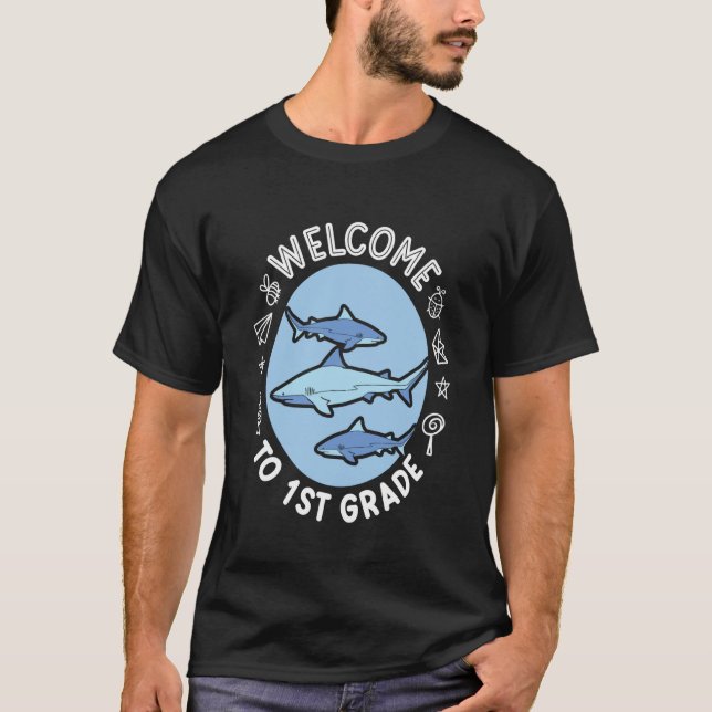 1st Grade Outfit Boys Kids Shark - First Day of Fi T-Shirt (Front)