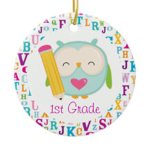 1st Grade Personalized Owl Teacher Ornament
