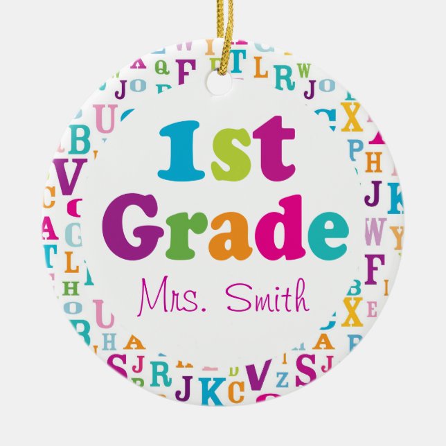1st Grade Personalized School Teacher Ornament (Front)