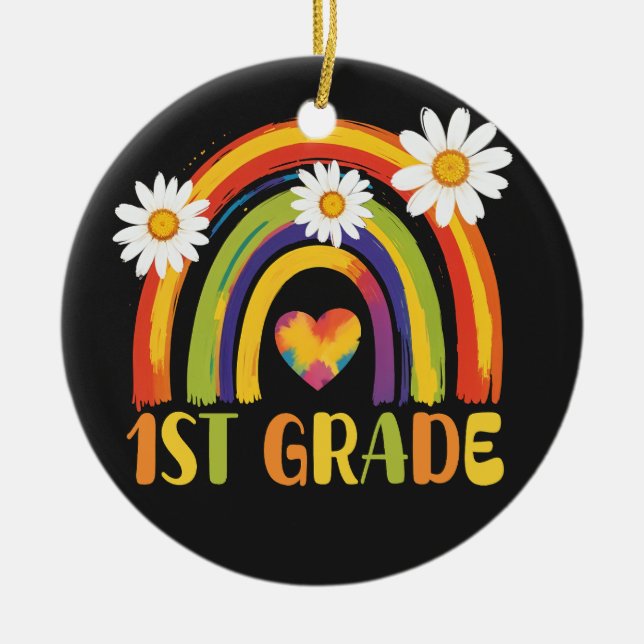 1st grade rainbow back to school  Ornament (Front)