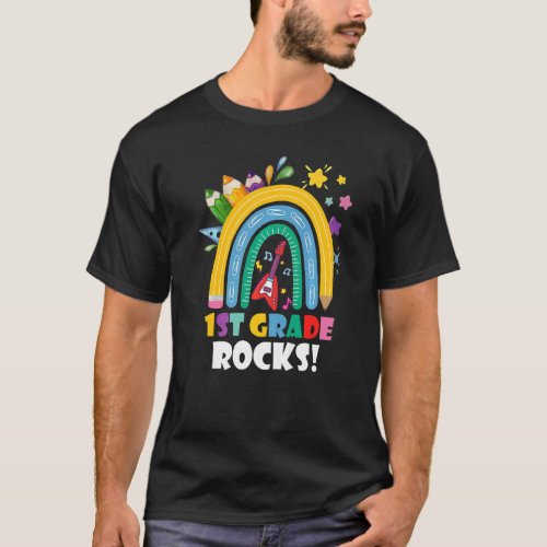 1st Grade Rocks Boho Rainbow Kids Girls Boy Teache T_Shirt