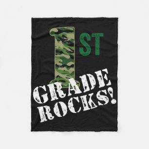 1st Grade Rocks Camo First Grader Back To School C Fleece Blanket