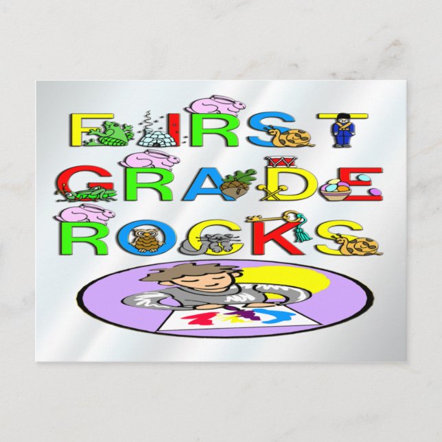 1st Grade Rocks Postcard (Front)