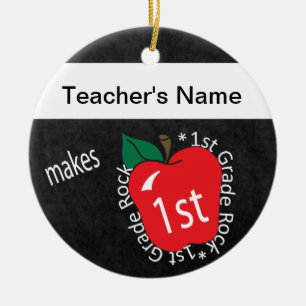 1st Grade Rocks School Teacher Chalkboard Ceramic Ornament