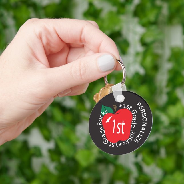 1st Grade Rocks - School Teacher Keychain (Hand)