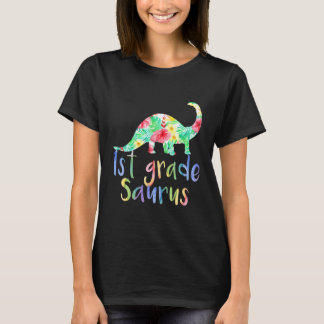 1st Grade Saurus Floral Dinosaur T-Shirt