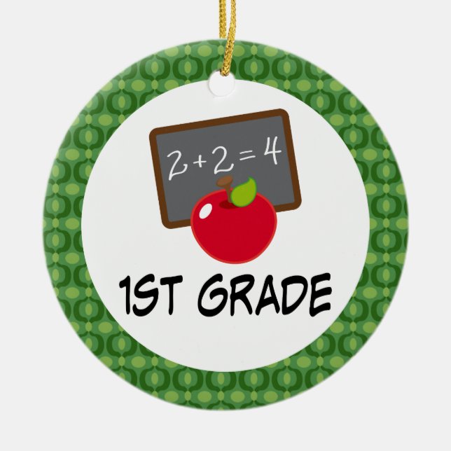 1st Grade School Apple Ornament Keesake Gift (Front)