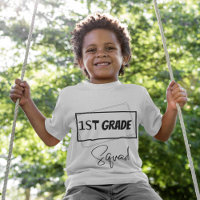 Shirts by Sarah Kids Cute First Grade Shirt Typography T Shirt Cool Tee Boy's Girl's 1st Grade Back to Grade Elementary Gift School Tshirt Navy / 2T