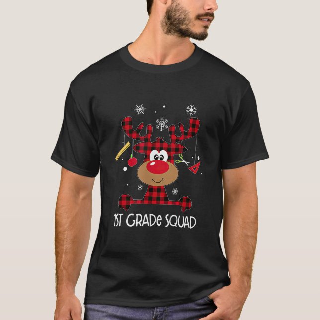 1st Grade Squad Christmas Love Rudolph Xmas T-Shirt (Front)