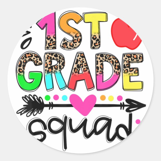 1st Grade Squad  Classic Round Sticker (Front)