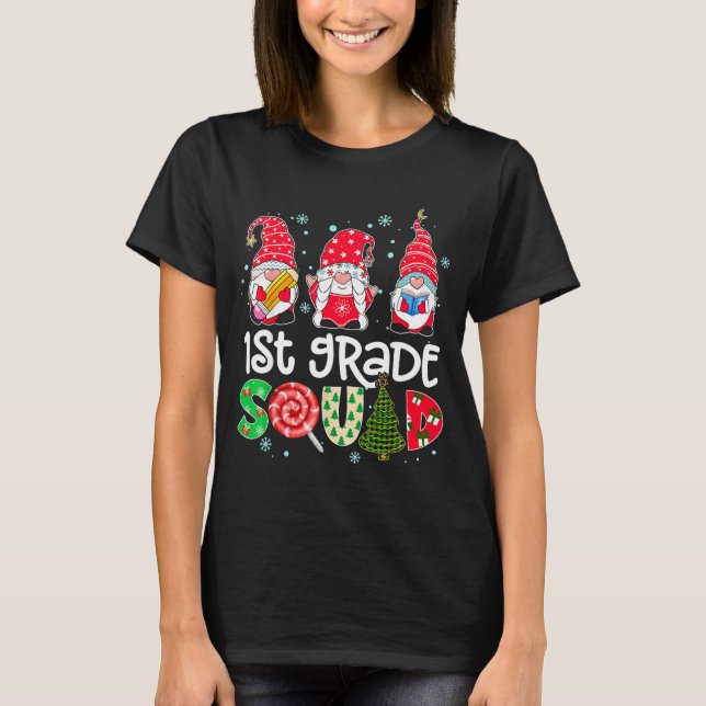 1st Grade Squad Gnome Teacher Christmas Ne Buffalo T-Shirt (Front)