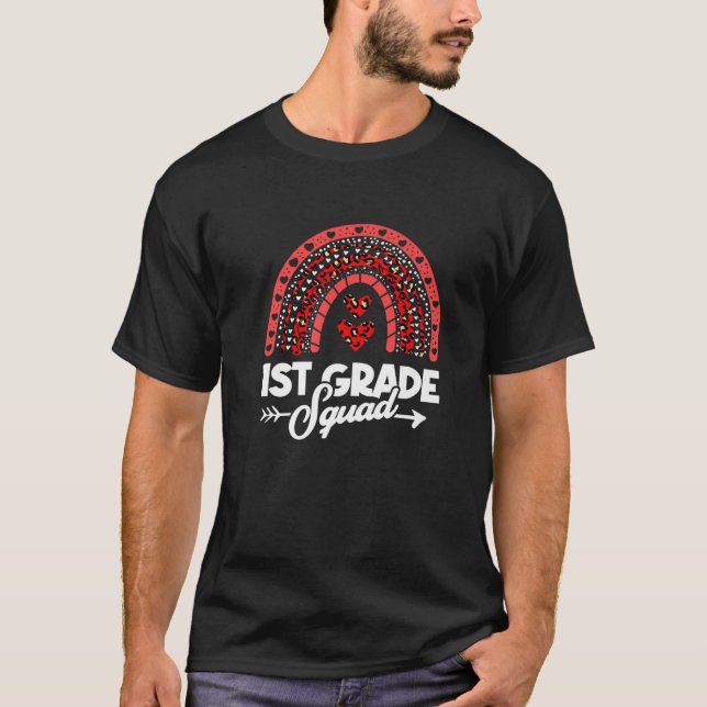 1St Grade Squad Teacher Happy Valentines Day T-Shirt (Front)