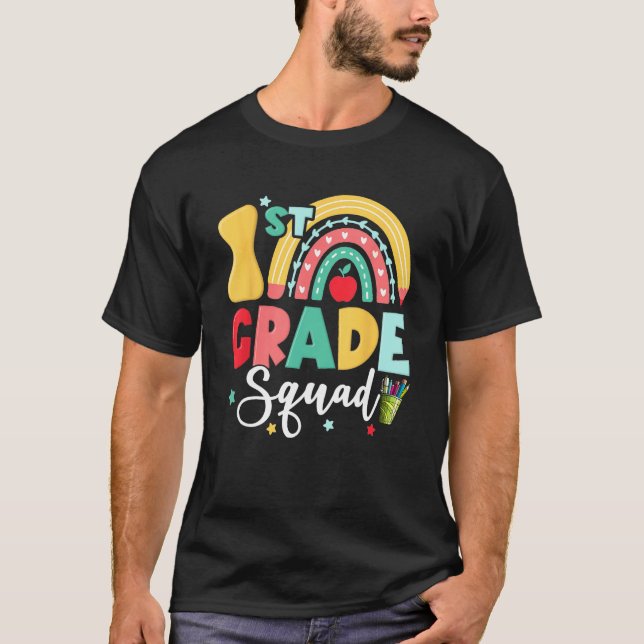 1st Grade Squad Team Funny Back To School Girls Bo T-Shirt (Front)