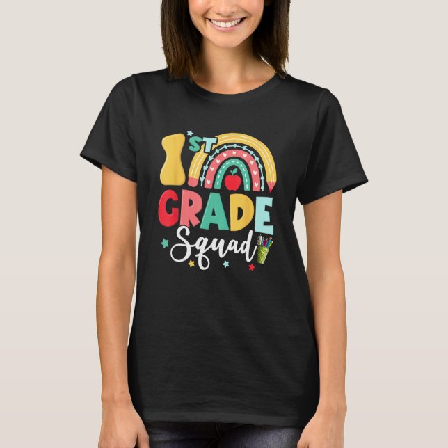 1st Grade Squad Team Funny Back To School Girls Bo T-Shirt (Front)