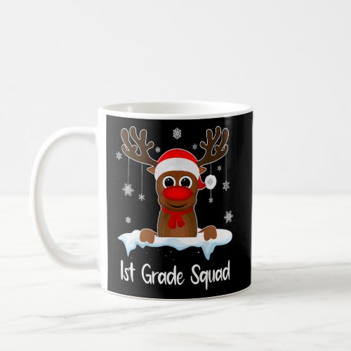 1st Grade Squad Xmas Reindeer Santa Hat Christmas  Coffee Mug