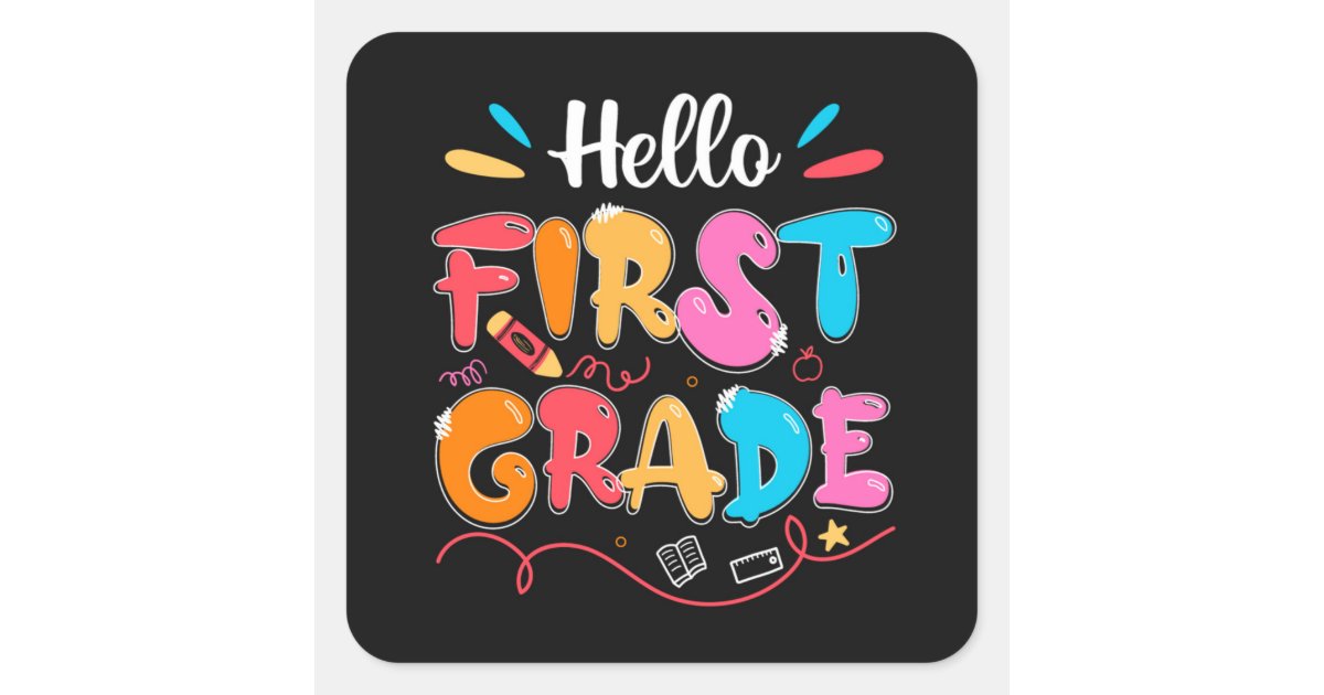 1st Sticker 1st Grade Square Sticker | Zazzle
