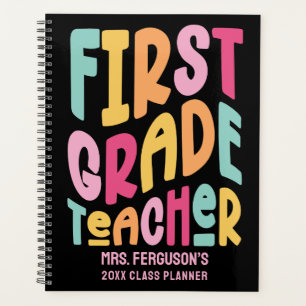 1st Grade Teacher Colorful Typography Design Class Planner