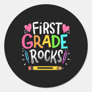 1st Grade Teacher Gift 1st Grade Rock Classic Round Sticker