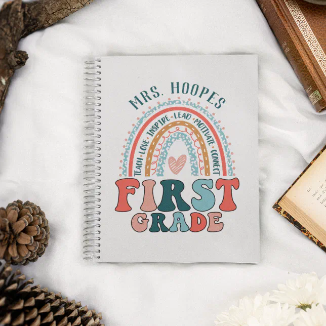 First Grading Notebook Design 1st Grade Teacher Gift Hardcover Rainbow Spiral Notebook | Zazzle