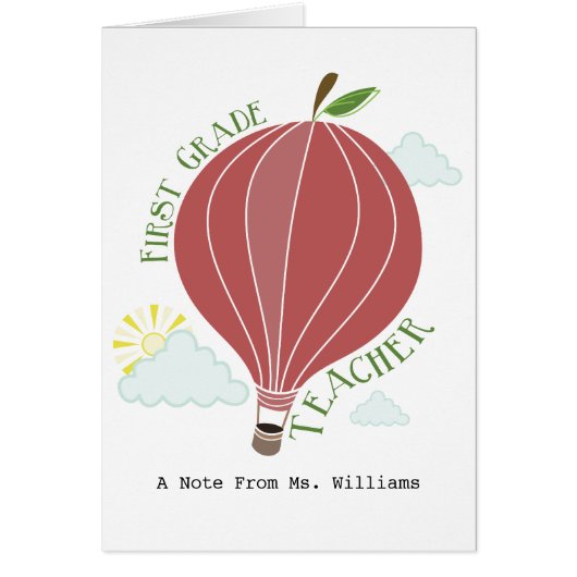 1st Grade Teacher Hot Air Balloon Apple (Front)