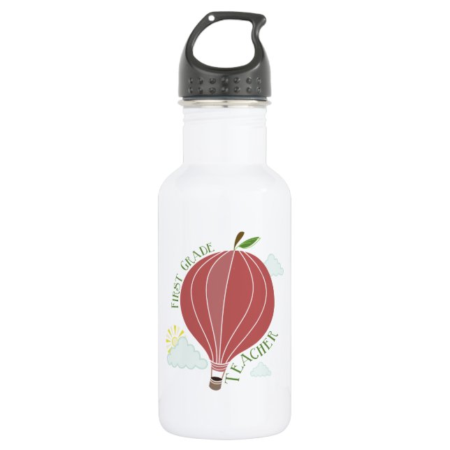 1st Grade Teacher Hot Air Balloon Apple Stainless Steel Water Bottle (Front)