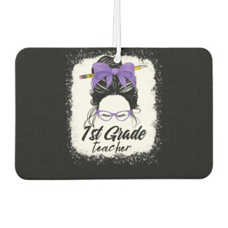 1st grade teacher messy bun women purple air freshener