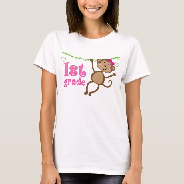 1st Grade Teacher Monkey Gift T-Shirt (Front)