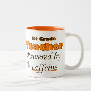 1st Grade Teacher Powered by caffeine Two-Tone Coffee Mug